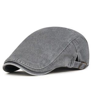 Gray Men Vintage Flat Cap Ivy Driver Hat Adjustable Casual Golf Newsboy Unisex